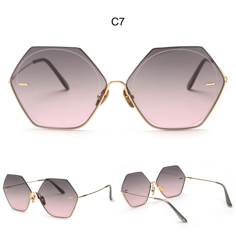 Шестигранные Винтажные Солнцезащитные очки для женщин, трендовые брендовые дизайнерские классические солнцезащитные очки для женщин, роскошные женские многоугольные женские очки оculos