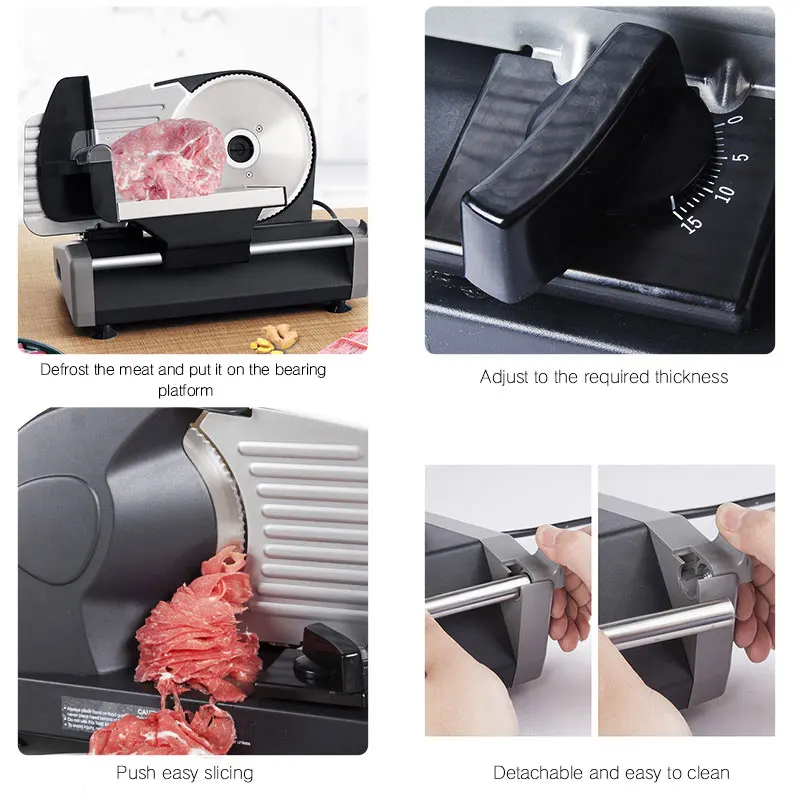 Electric Slicer Multifunction Meat Cutter Home Semi-automatic Lamb Roll Bread Ham Frozen Meat Fat Cow Meat Grinder 220V 2