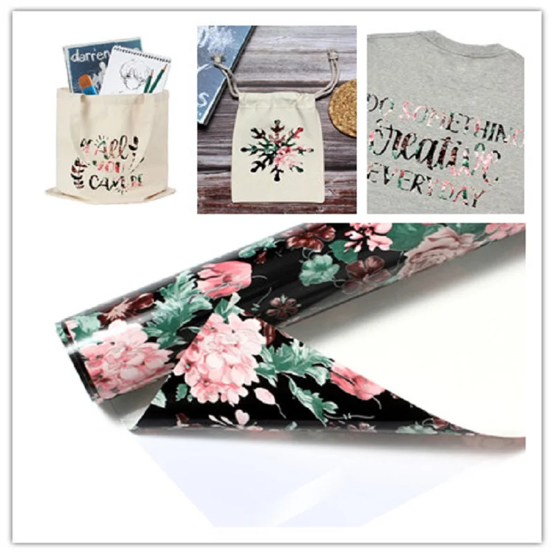 

SUNICE Decorarion Bag DIY Gift Flower PU Heat Transfer Vinyl Iron on Clothing Farbric Bag For DIY Store 60cmX500cm