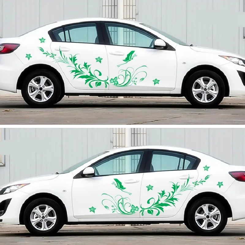 3Pcs/Set Universal Auto Modified Decal Vinyl Stickers Natural Flower Vine Dragonfly for Whole Car Body