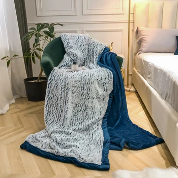 

Crystal velvet Blanket Double Side Faux Fur Fluffy Snowflake Plush Sofa Throw Blankets For Beds High Quality Home Hotel Bedding