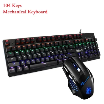 

87/104 keys English/Russian Keyboard Gaming Mechanical Keyboard Anti-ghosting Luminous blue switch Backlit Wired keyboard