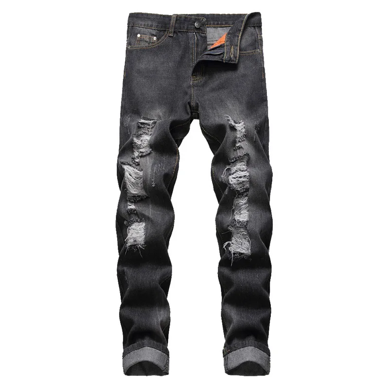 CYSINCOS, новинка, обтягивающие джинсы, для мужчин, уличная одежда, прямые, рваные джинсы, Homme, хип-хоп, рваные, Modis, узкие, с вышивкой, с дырками, брюки - Цвет: color4