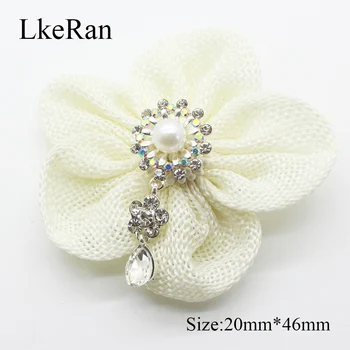 

Creative 5pcs/lot 20mm*46mm Flower-shape Pearl Rhinestone Pendants Buttons for Wedding Decoration Metal Brooch DIY Jewelry Craft