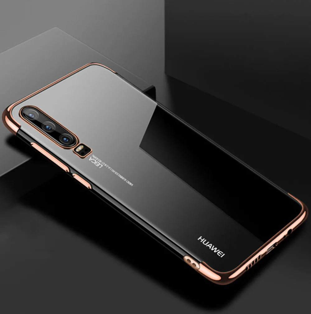 RosGold Чехлы с покрытием из ТПУ для huawei P30 Pro Lite P20 P Smart Z Plus Nova 3 3i 5 5i Honor 10 10i 20 20s мягкий силиконовый прозрачный - Цвет: RosGold