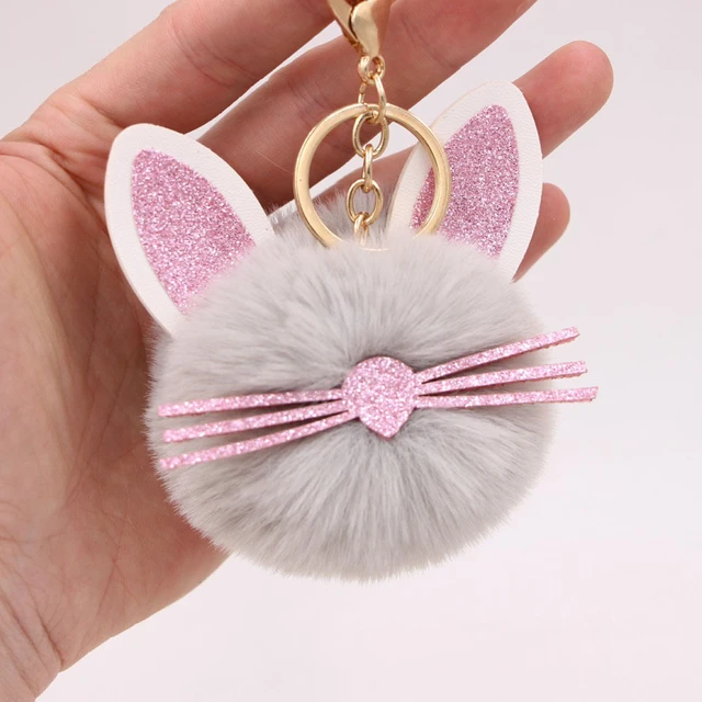 Pompom Ball Key Chains Rabbit  Fur Ball Keychain Accessories - Pom  Keychains Fur - Aliexpress