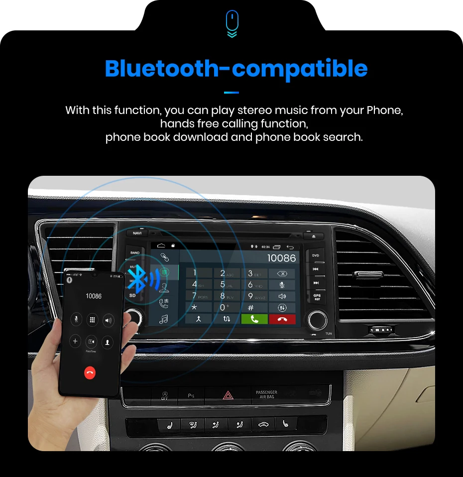 Junsun AI Voice 2 din Android Auto Radio for Seat Leon MK3 5F 2012