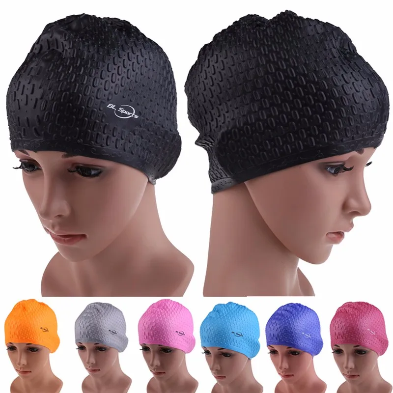 Silicone Waterproof Swimming Caps Protect Ears Long Hair Sports Swim Pool Hat Swimming Cap Free size for Men& Women Adults