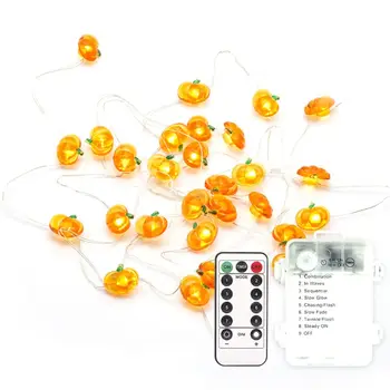 

10ft 40LEDs Sea Glass pumpkin String Lights Battery with Multi-Function 19QE