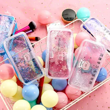 

Kawaii Quicksand Pencil Case High Capacity Pencil Bag Transparent Glitter Pencilcase For Girls Pen Bag School Supplies