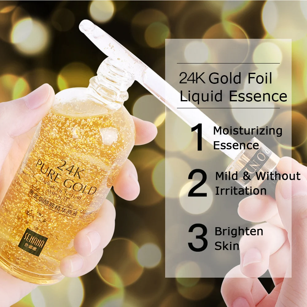 24K Gold Hyaluronic Acid Face Serum Replenishment Moisturize Shrink Pore Brighten Nicotinamide Skin Care Lift Firming 3