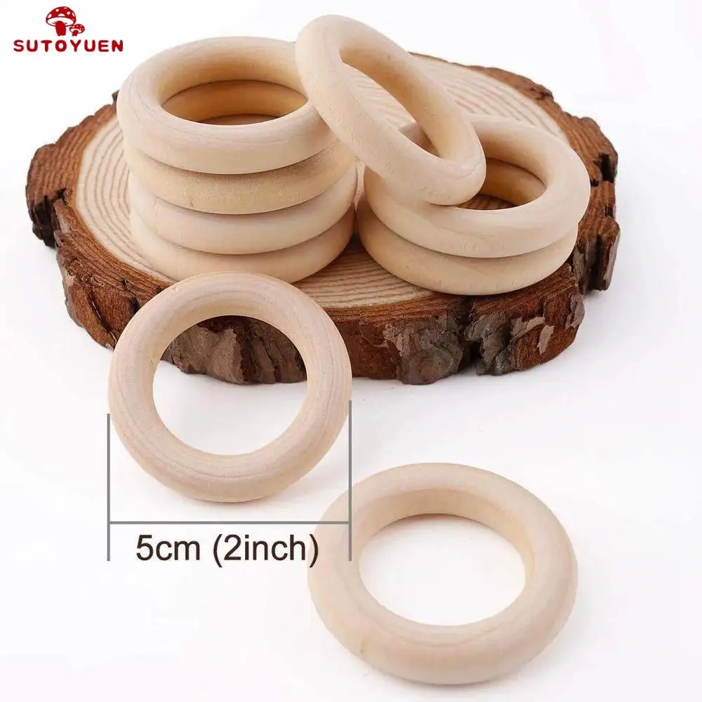 Teething Toys 50pcs Natural Wood Beads for DIY Jewelry