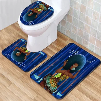

African Women's Bathroom Mat Three-Piece Bathroom Carpet Toilet Mat Set Door Mat Bathroom Non-Slip Mat Spot