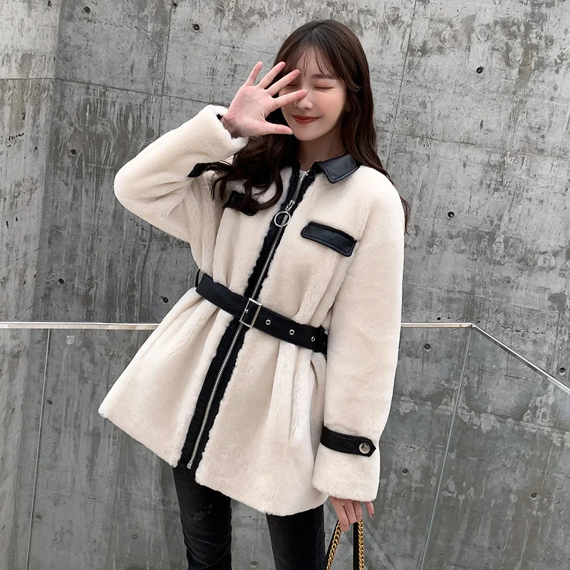 

Natural Fur Coat Female Winter 100% Wool Jacket Clothes 2020 Korean Vintage Double Faced Coats and Jackets Fur Tops Hiver 7832