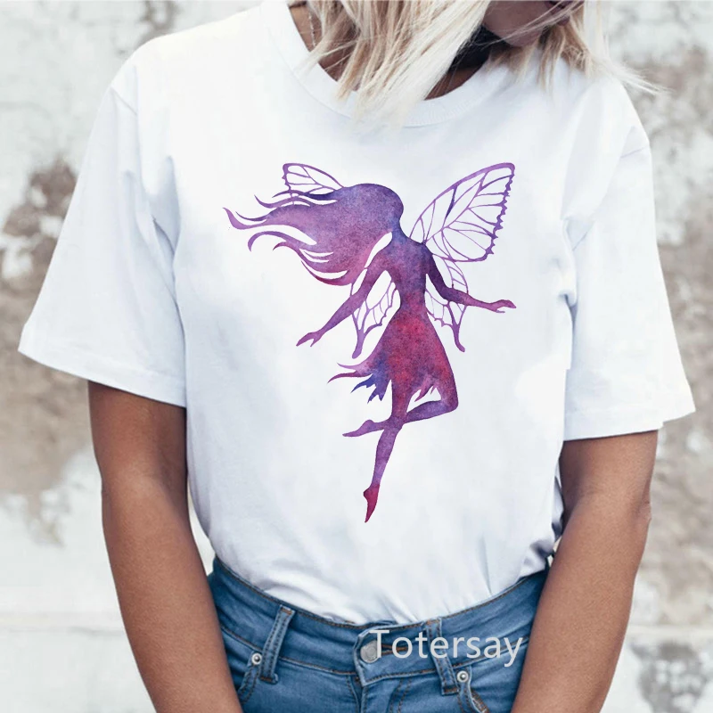 

New female t-shirt butterfly girl beautiful graphic print t shirt ladies kawaii 90s women's tops summer Harajuku female tees top