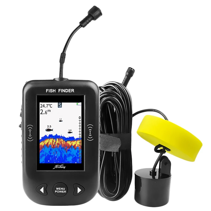 

Upgraded Xf02-C Portable Fish Finder 9M Cable Echo Sounder Alarm 0.6-100M Depth Fishfinder Transducer Sensor Sonar Colorful Scre