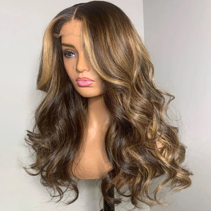 MagicLove 4/27 Highlight Wig  Wave Wig 13*4 Human Hair Lace Wig Brazilian Ombre Remy Frontal Wig Pre Plucked For Women