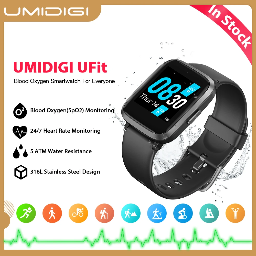 Смарт-часы UMIDIGI UFit фитнес-трекер для здоровья SpO2 Монитор артериального давления