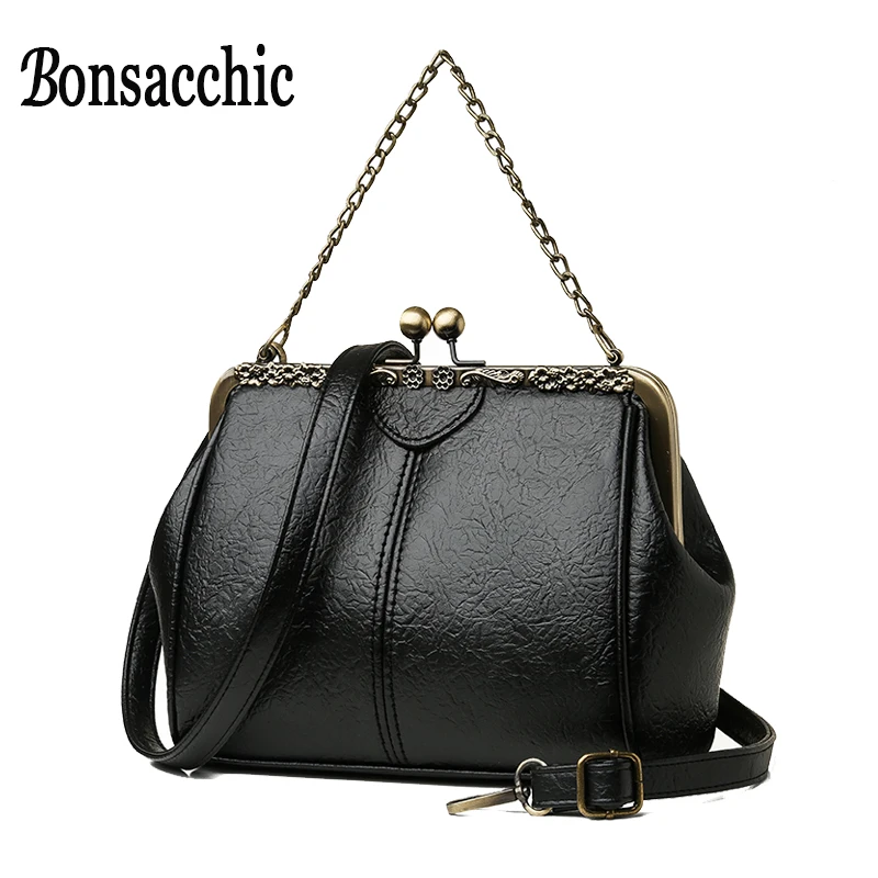 Bonsacchic черные кожаные сумки через плечо для женщин роскошная дизайнерская сумка