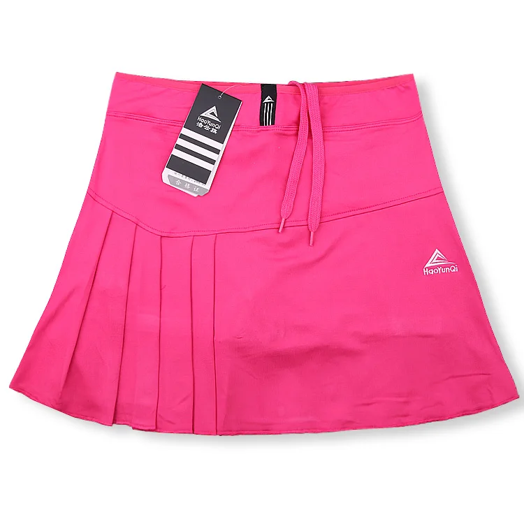 Женские теннисные шорты, теннисные юбки для девочек с безопасными шортами, быстросохнущая Женская юбка для бадминтона с карманом, женские спортивные шорты - Цвет: Rose Red