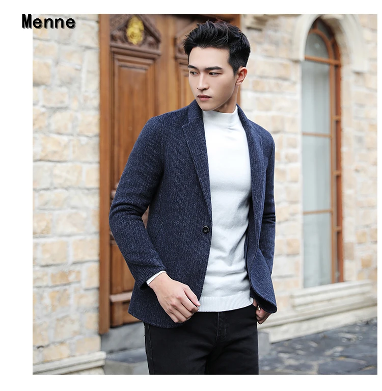 Menne winter jacket men handmade double-sided cashmere coat men casual short style suit woolen coat British trench coat