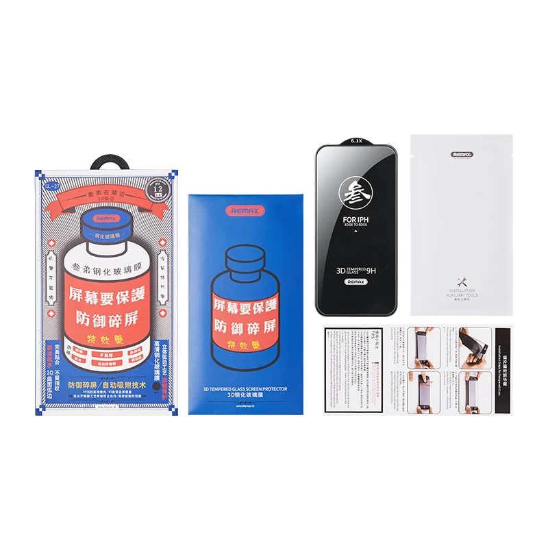 iPhone 15 15Pro Max 용 Remax 강화 유리 필름 iPhone 14 14Pro 13/12 시리즈 9H 경도 Anti-fingerfrint Non-friable