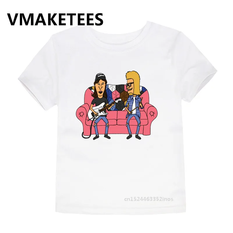 Детская забавная футболка с героями мультфильмов; Beavis And Butthead; летняя футболка для малышей; топы для мальчиков и девочек; HKP5048B