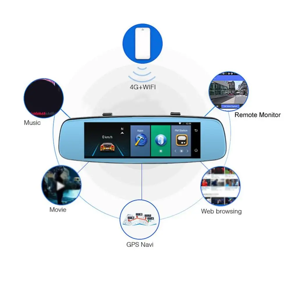 4G Streaming Media Wifi Driving Recorder 8 Inch Smart Rearview Mirror HD Android Navigation Electronic Dog