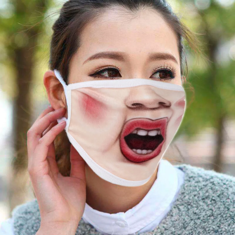 Face Mouth Muffle Mask Creative Unisex Woman Fun Anime Funny Expression Emotional Anti-Dust Warm Face Mask K919
