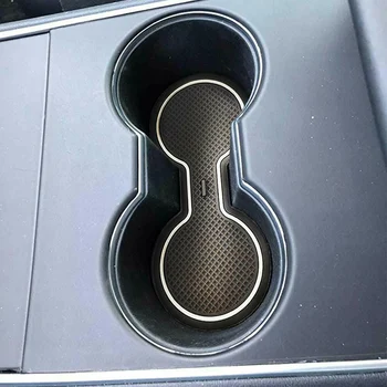 

Protection Gate Slot Mats Latex White + Black Cup Holder 7Pcs Decoration No Slip