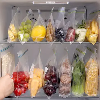 

60 Pcs Refrigerator Food Bag Fresh Keeping Waterproof Sealed Bags Toggle Tare Tag, Color Band for Easy to Pick