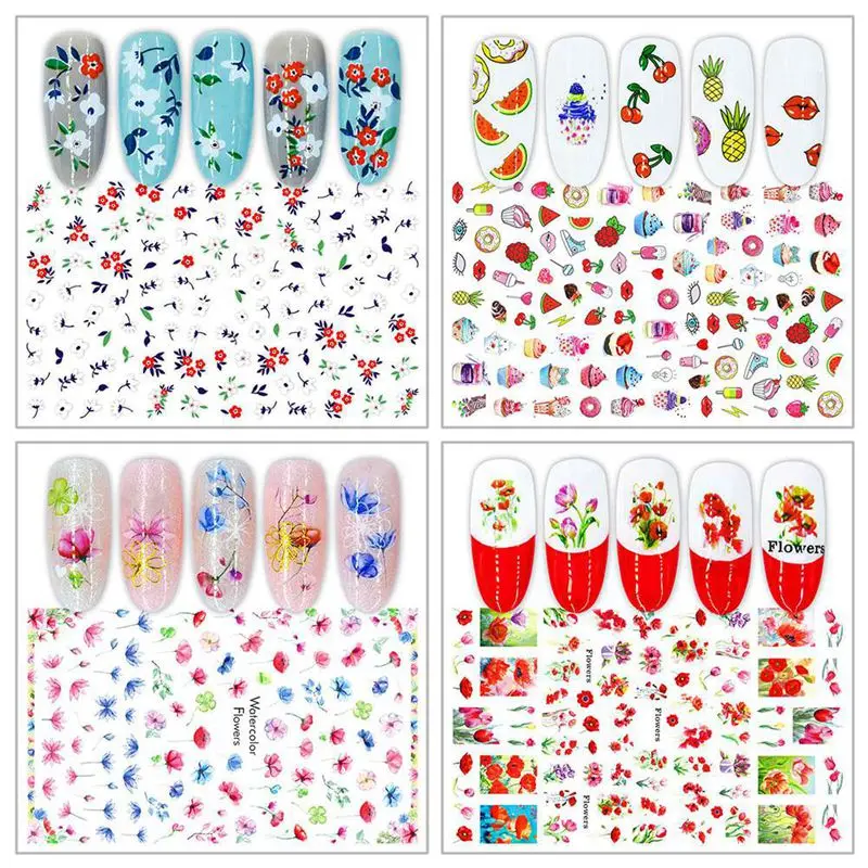 

Super Thin Self Adhesive 3d Nail Art Nail Slider Sticker Peacock Urban Girl Paris X-ray Flower Petals Dessert Cake