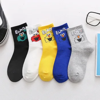 

Sesame Street Cartoon Socks Unisex Elmo Cookie Monster Cosplay Novelty Funny Cute Women Sock Ladies Socks Cotton For Girls