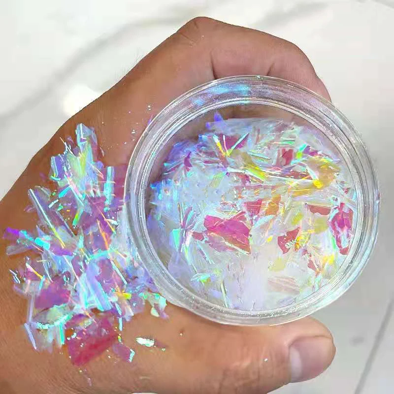 1pc Ultra-Thin Iridescent Color shift Holographic Opal Fire Nail Art Acrylic Glitter Pigment Powder Fire Opal Flakes nail powder nail glitter nail pigment nail decoration nail decorations nail flakes color shift pigment powder
