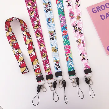 

Hot Sales 1 Piece High Quality Cute Cartoon Mickey Minnie Mobile Phone Strap Key Chain Neck Strap Badge Card Holder Lanyard