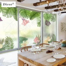 DICOR память листьев Искусство домашний декор уединение стеклянная пленка Fenetre стикер окна Прозрачный Непрозрачный Papel Фреска Adhesivo BLT1225