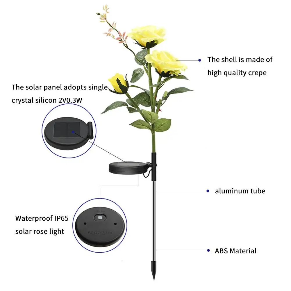 2 шт. новое обновление Открытый Солнечный газон лампа светильник в виде Розы IP65 Водонепроницаемый светодиодный Солнечный сад свет для двора Вилла украшение парка