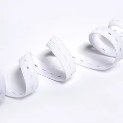 5 Meter Flat Elastic Band with Buttonholes for DIY Garment Sewing - White/Black (White)