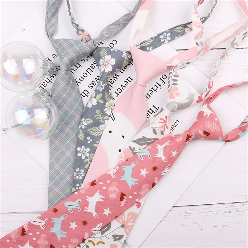 

Personality Harajuku Cartoon Love Cat Plaid Neck Tie Women's Japanese School Uniform Student Necktie Lolita Fashion Kawaii Tie