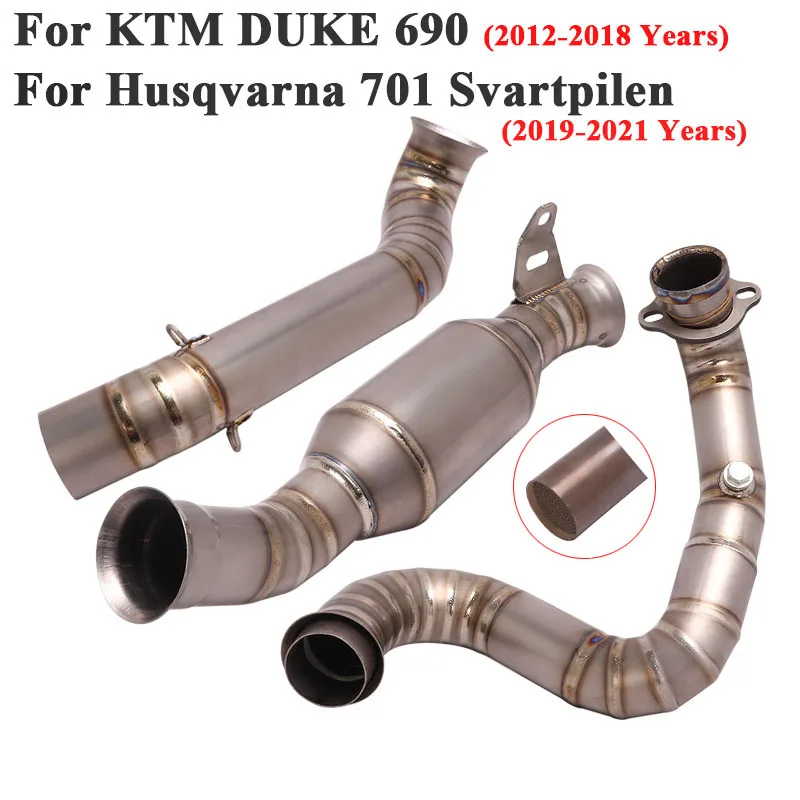

Титан сплав Слипоны для KTM690 DUKE 690 Husqvarna 701 Svartpilen мотоцикл выхлопной Системы Передняя средняя Соединительная труба катализатора