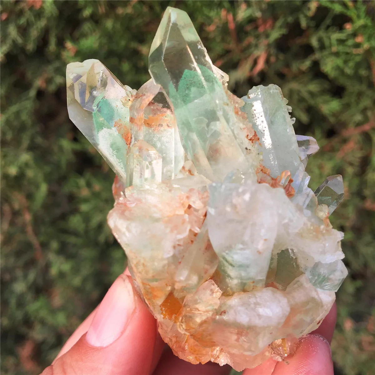 1 шт. натуральный зеленый Ghost Phantom Quartz кристалл кластера Исцеление образец отправлен случайным образом