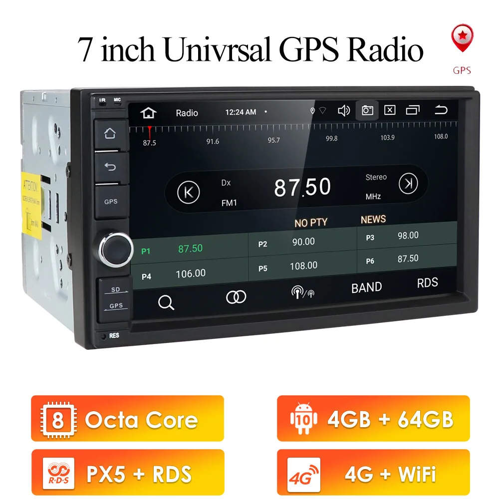 PX5 IPS Android 10 Универсальный 2din автомобильный ноdvd OctaCore 4G + 64G DSP двойной DIN