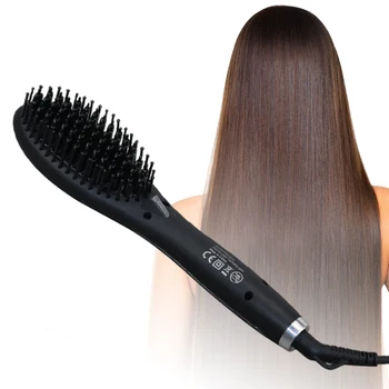 

Electric Hair Straightener Comb Professional Flat Iron Straightening Brush Ceramic LCD Digital Display