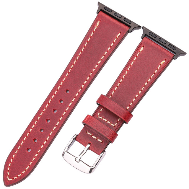 Leather Loop Bracelet Belt For Apple Watch Band Strap 44mm 42mm 40mm 38mm SE Series 6 5 4 3 2 1 Cowhide Watchbands