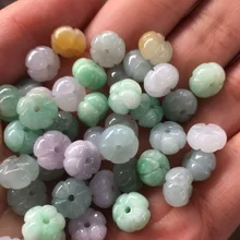 10 шт. натуральный нефрит изумруд трехцветный тыквенный бисер аксессуары DIY браслет Шарм ювелирные изделия Модный ручной вырезанный На Удачу Амулет