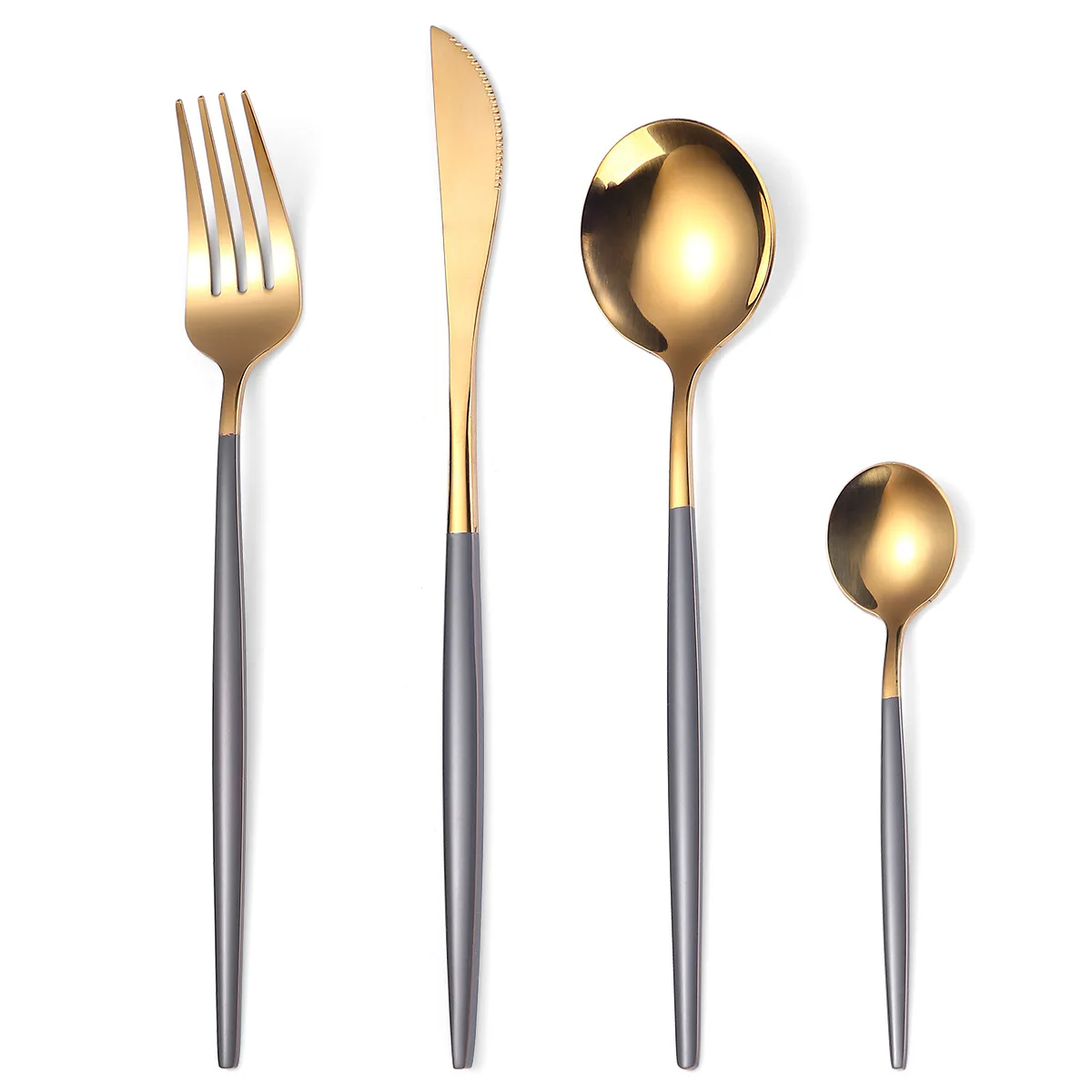 24Pcs/Set Black Gold Cutlery Set Upscale Home Tableware Set 304 Stainless Steel Dinnerware Set Knife Fork Spoon Dinner Service
