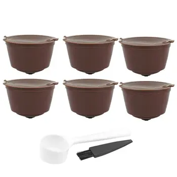 

Recycling Plastic Coffee Filter Set Coffee Filter Capsule Shell 6 Cups + Spoon Brush
