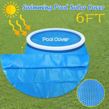 

6ft Swimming Pool Cover Dust Rainproof Pool Cover Blue Round Tarpaulin Durable For Family Garden Pools Swimming Pool Accessories