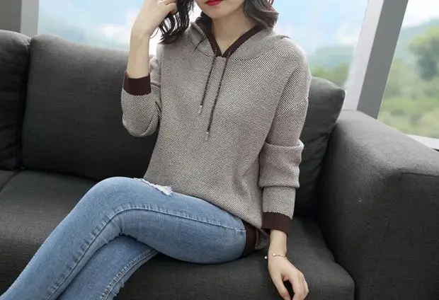 Распродажа Moleton Feminino Inverno Moletom Feminino 9273 женский полосатый пуловер с капюшоном, пол 59-1,4 строк, 2 полки