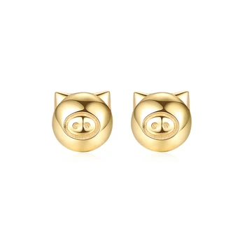 

MetJakt 14K Gold Pig Cute Simple Women's Ear Studs